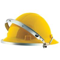 E19 Aluminum Face Shield Carrier fits Americana Full Brim style hard hats, Silver.